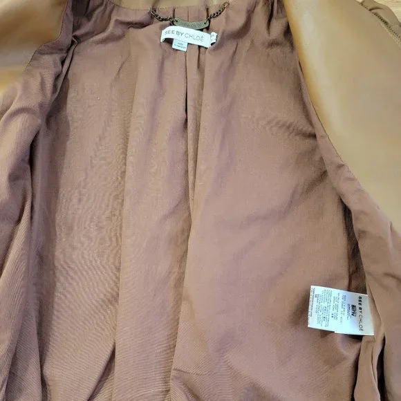See by Chloe Caramel Color Leather Jacket/Coat-NWOT - Picture 9 of 13